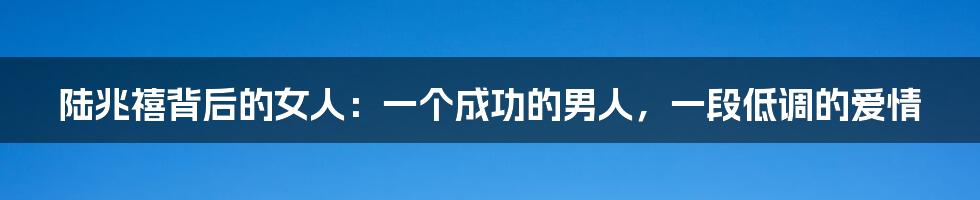 陆兆禧背后的女人：一个成功的男人，一段低调的爱情