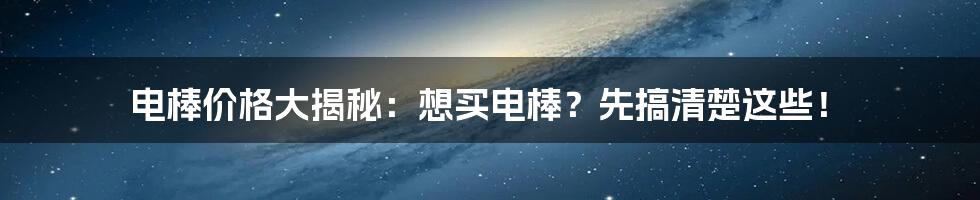 电棒价格大揭秘：想买电棒？先搞清楚这些！