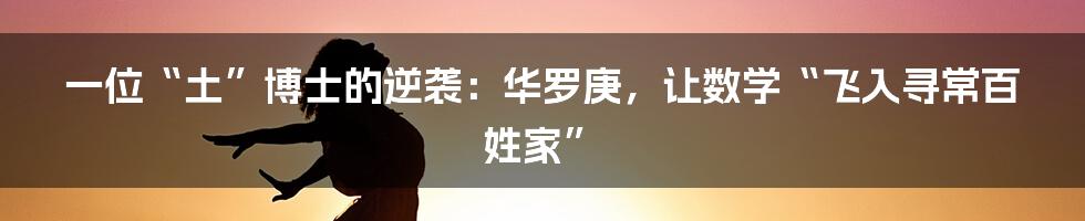 一位“土”博士的逆袭：华罗庚，让数学“飞入寻常百姓家”