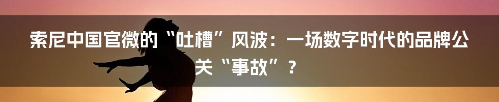 索尼中国官微的“吐槽”风波：一场数字时代的品牌公关“事故”？