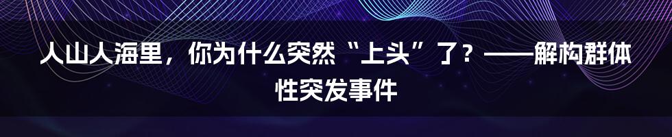 人山人海里,你为什么突然“上头”了?——解构群体性突发事件