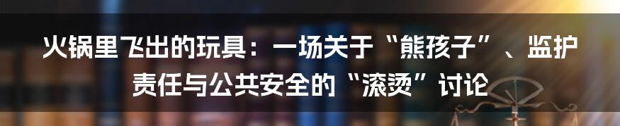 火锅里飞出的玩具:一场关于“熊孩子”、监护责任与公共安全的“滚烫”讨论