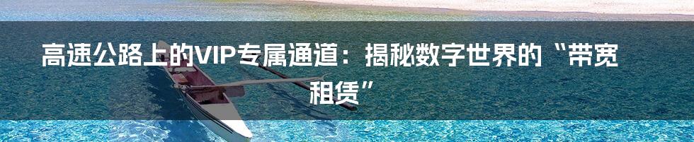高速公路上的VIP专属通道：揭秘数字世界的“带宽租赁”