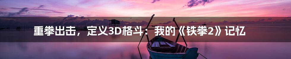 重拳出击,定义3D格斗:我的《铁拳2》记忆