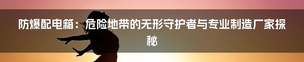 防爆配电箱:危险地带的无形守护者与专业制造厂家探秘
