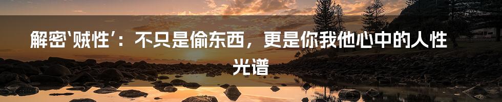 解密‘贼性’:不只是偷东西,更是你我他心中的人性光谱