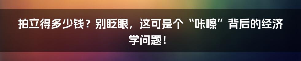 拍立得多少钱?别眨眼,这可是个“咔嚓”背后的经济学问题!