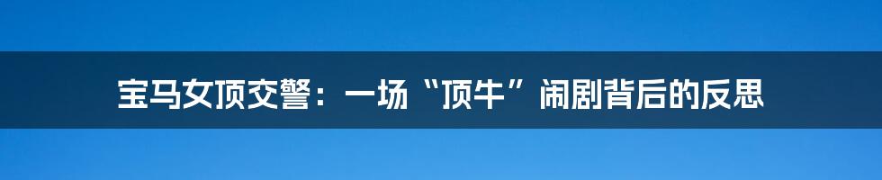 宝马女顶交警:一场“顶牛”闹剧背后的反思