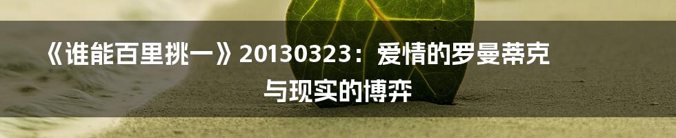 《谁能百里挑一》20130323:爱情的罗曼蒂克与现实的博弈