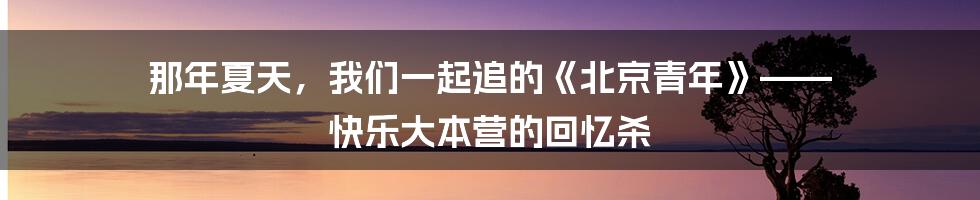 那年夏天，我们一起追的《北京青年》—— 快乐大本营的回忆杀