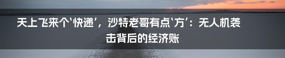 天上飞来个‘快递’，沙特老哥有点‘方’：无人机袭击背后的经济账