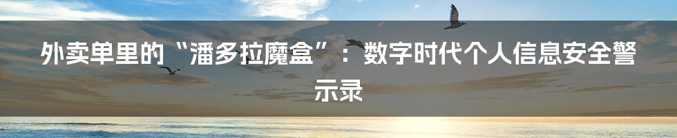 外卖单里的“潘多拉魔盒”:数字时代个人信息安全警示录