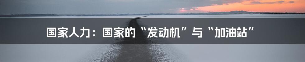 国家人力：国家的“发动机”与“加油站”