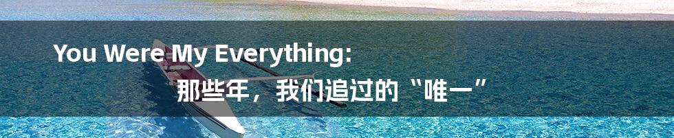 You Were My Everything: 那些年，我们追过的“唯一”