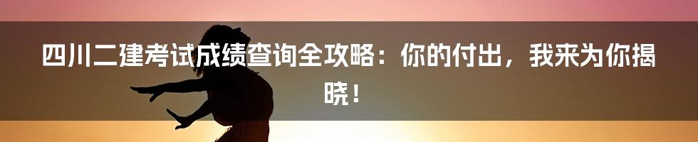 四川二建考试成绩查询全攻略:你的付出,我来为你揭晓!