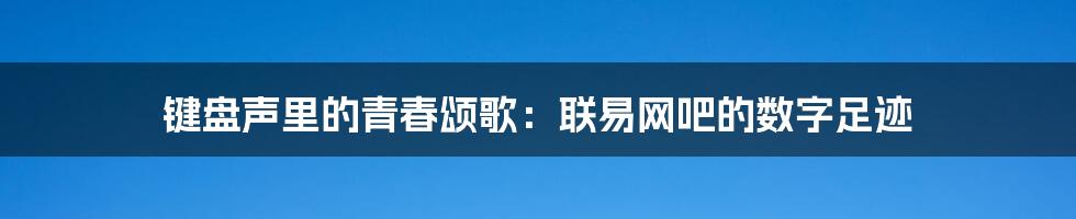 键盘声里的青春颂歌:联易网吧的数字足迹