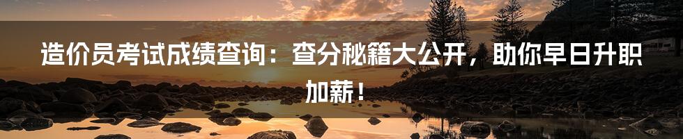 造价员考试成绩查询:查分秘籍大公开,助你早日升职加薪!