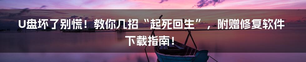 U盘坏了别慌！教你几招“起死回生”，附赠修复软件下载指南！