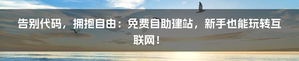 告别代码,拥抱自由:免费自助建站,新手也能玩转互联网!