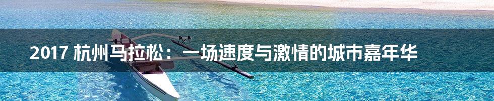 2017 杭州马拉松:一场速度与激情的城市嘉年华