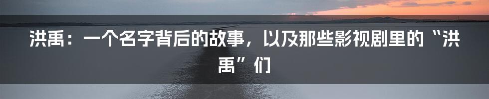 洪禹:一个名字背后的故事,以及那些影视剧里的“洪禹”们