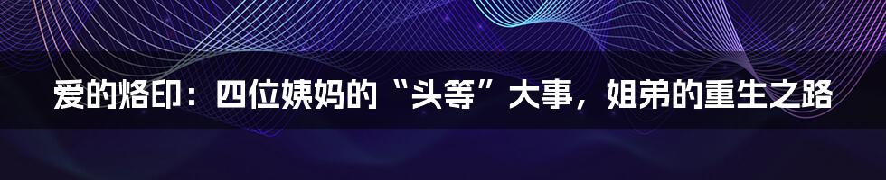爱的烙印:四位姨妈的“头等”大事,姐弟的重生之路