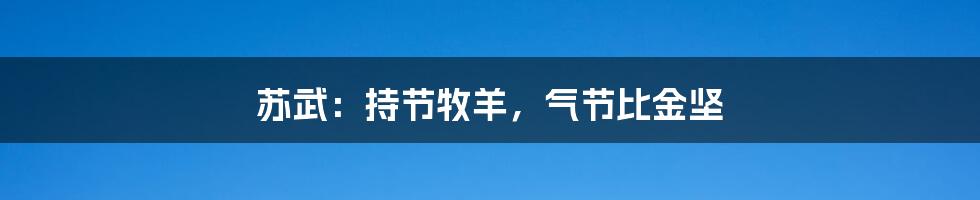 苏武:持节牧羊,气节比金坚