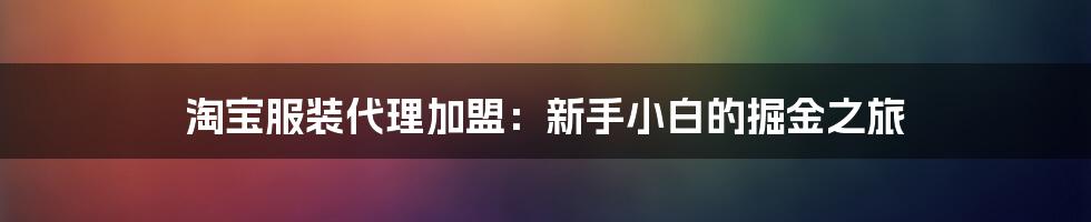 淘宝服装代理加盟：新手小白的掘金之旅