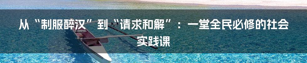 从“制服醉汉”到“请求和解”:一堂全民必修的社会实践课