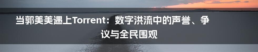 当郭美美遇上Torrent:数字洪流中的声誉、争议与全民围观