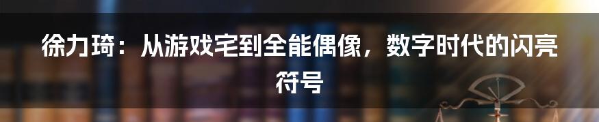 徐力琦:从游戏宅到全能偶像,数字时代的闪亮符号