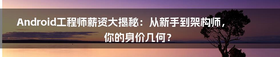 Android工程师薪资大揭秘:从新手到架构师,你的身价几何?