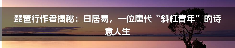 琵琶行作者揭秘:白居易,一位唐代“斜杠青年”的诗意人生