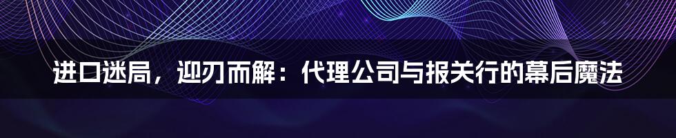 进口迷局,迎刃而解:代理公司与报关行的幕后魔法