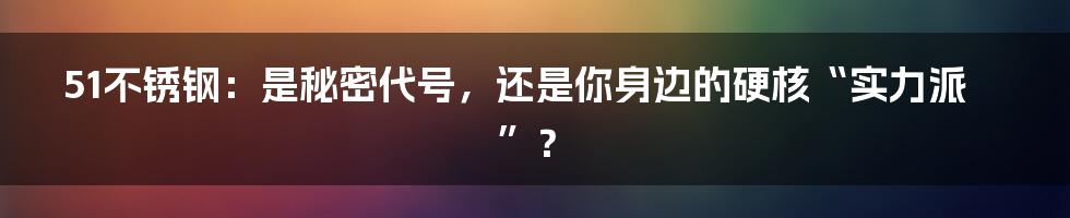51不锈钢:是秘密代号,还是你身边的硬核“实力派”?