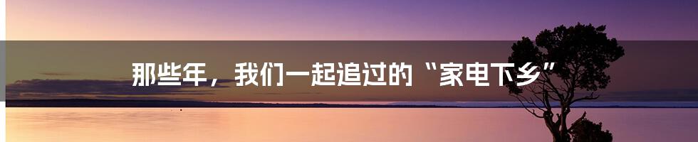 那些年,我们一起追过的“家电下乡”