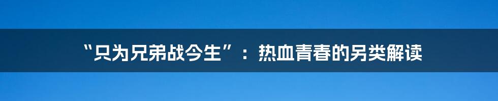 “只为兄弟战今生”:热血青春的另类解读