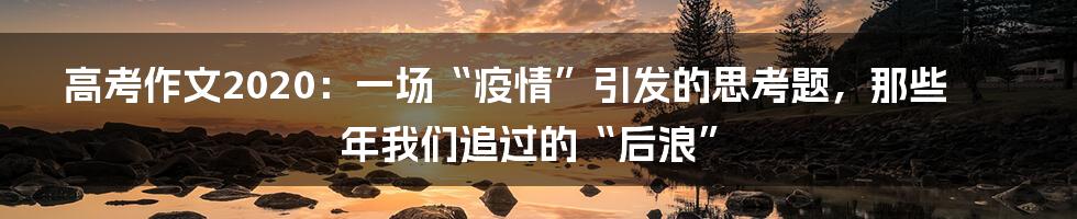 高考作文2020:一场“疫情”引发的思考题,那些年我们追过的“后浪”