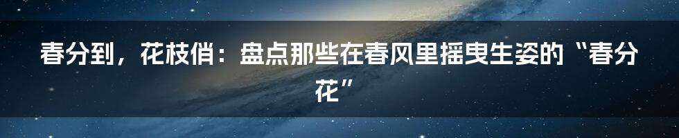 春分到,花枝俏:盘点那些在春风里摇曳生姿的“春分花”