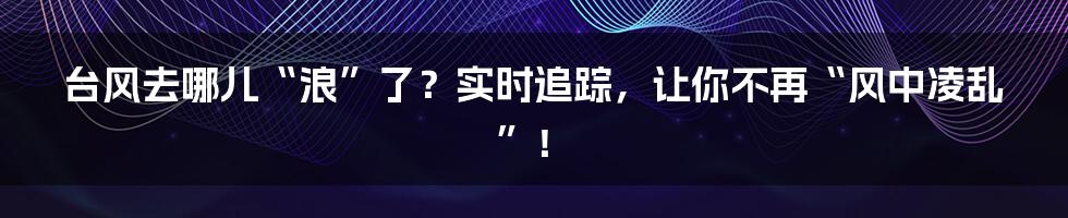 台风去哪儿“浪”了？实时追踪，让你不再“风中凌乱”！
