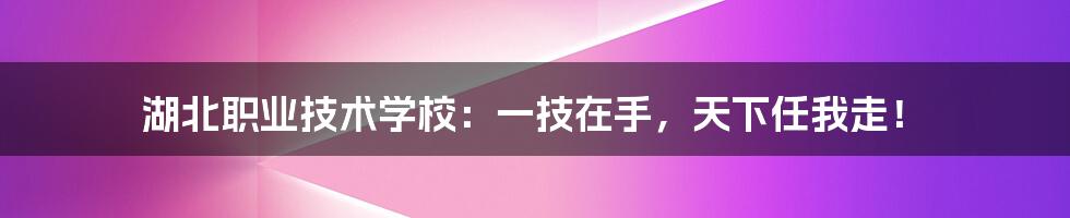 湖北职业技术学校：一技在手，天下任我走！