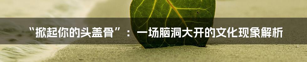 “掀起你的头盖骨”:一场脑洞大开的文化现象解析