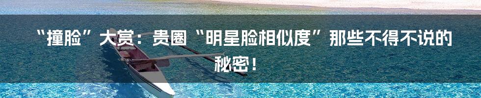 “撞脸”大赏：贵圈“明星脸相似度”那些不得不说的秘密！