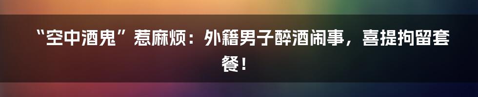 “空中酒鬼”惹麻烦:外籍男子醉酒闹事,喜提拘留套餐!