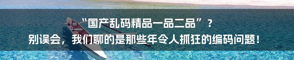 “国产乱码精品一品二品”? 别误会,我们聊的是那些年令人抓狂的编码问题!
