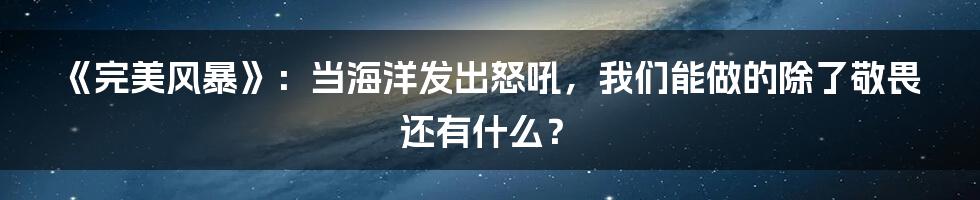 《完美风暴》:当海洋发出怒吼,我们能做的除了敬畏还有什么?