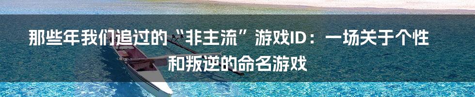 那些年我们追过的“非主流”游戏ID:一场关于个性和叛逆的命名游戏