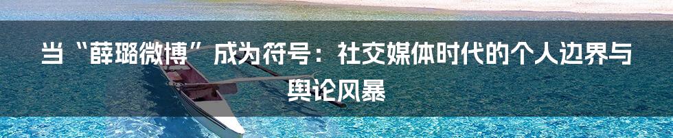 当“薛璐微博”成为符号:社交媒体时代的个人边界与舆论风暴