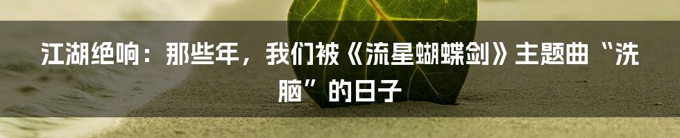 江湖绝响:那些年,我们被《流星蝴蝶剑》主题曲“洗脑”的日子