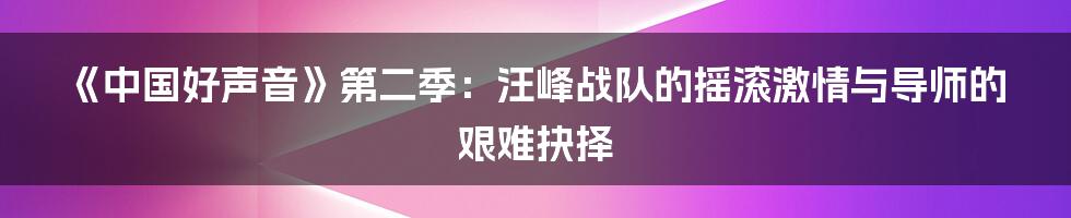 《中国好声音》第二季:汪峰战队的摇滚激情与导师的艰难抉择